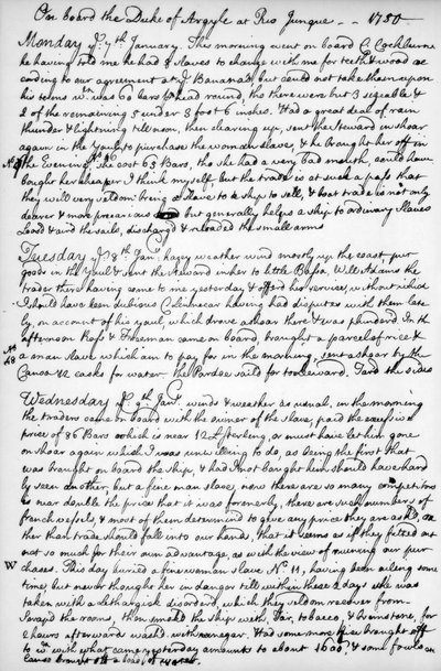 Una pagina dal diario di John Newton, 1750-1754 1965 da Unbekannt