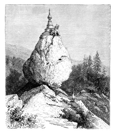 Una pagoda su un masso, 1895 da Unbekannt