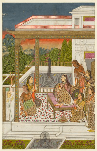 Una principessa con attendenti su una terrazza, c. 1720-1730 da Unbekannt