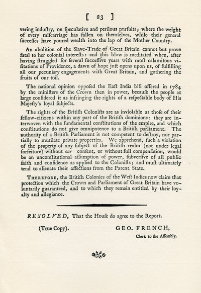 Una rimostranza sul commercio degli schiavi, 1789 1965 da Unbekannt