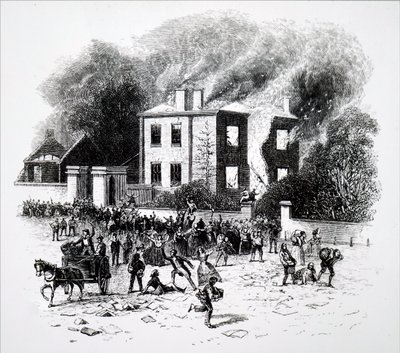 Una scena dalle rivolte di Birmingham del 1791 da Unbekannt