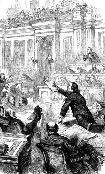 Una scena nella Camera dei Rappresentanti degli Stati Uniti, Washington DC, USA, c1860s c1880 da Unbekannt