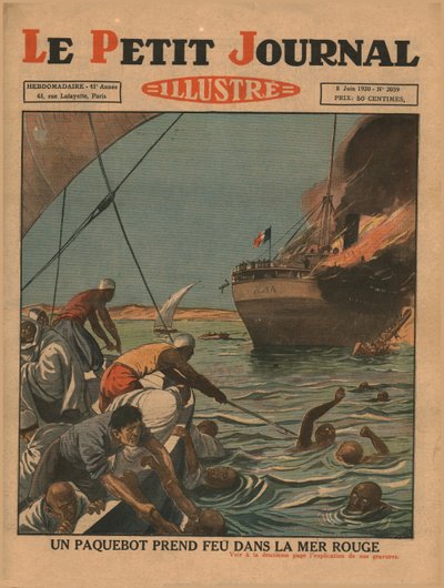 Una nave prende fuoco nel Mar Rosso, 1930 da Unbekannt
