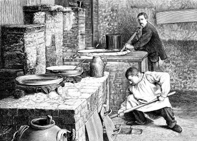 Una fase della separazione del radio dalla pechblenda usando carbonato di sodio, c. 1900 da Unbekannt