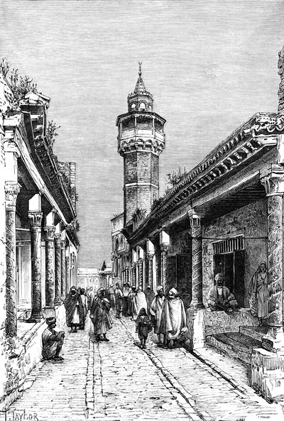 Una strada nel quartiere Suk di Tunisi, Tunisia, 1895 da Unbekannt