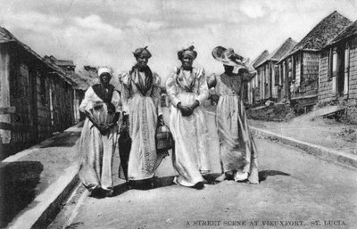 Scena di strada a Vieuxfort, St Lucia, inizio XX secolo da Unbekannt