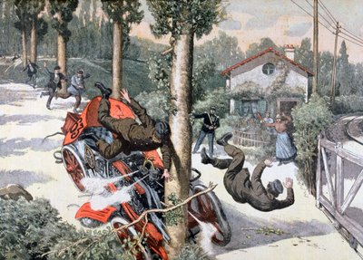 Un terribile incidente, corsa Parigi-Madrid, 1903 da Unbekannt
