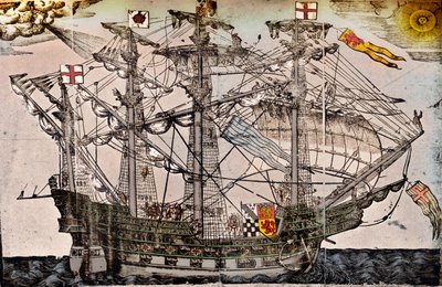 Una xilografia di una nave che si crede sia l