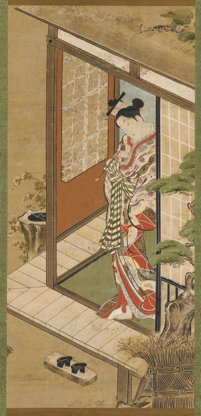 Una yujo con una pipa, periodo Edo, XVIII secolo da Unbekannt