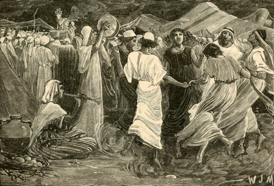 Aronne e gli Israeliti che adorano il vitello, 1890 da Unbekannt