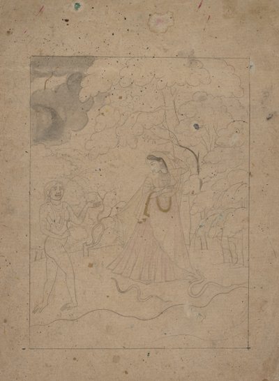 Abhisarika Nayika Eroina che sfida la notte, ca. 1800 da Unbekannt