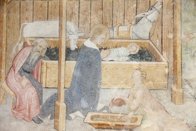 Abbazia di Abondance affresco: scena della natività, Abondance, Francia da Unbekannt