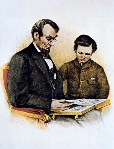 Abraham Lincoln e suo figlio Tad, 9 febbraio 1864 da Unbekannt