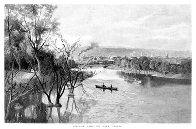 Adelaide, dal fiume Torrens, 1886 da Unbekannt
