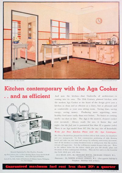 Annuncio per cucine Aga, 1936 da Unbekannt