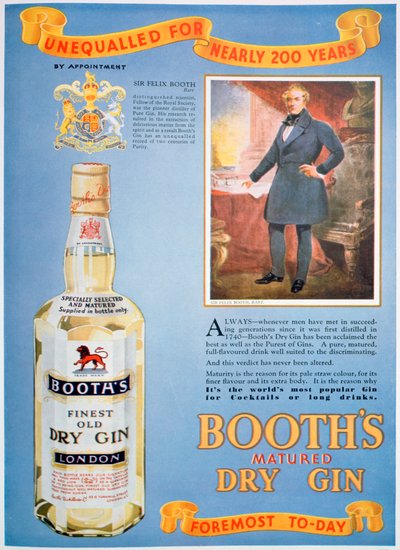 Pubblicità per il gin Booths, 1935 da Unbekannt