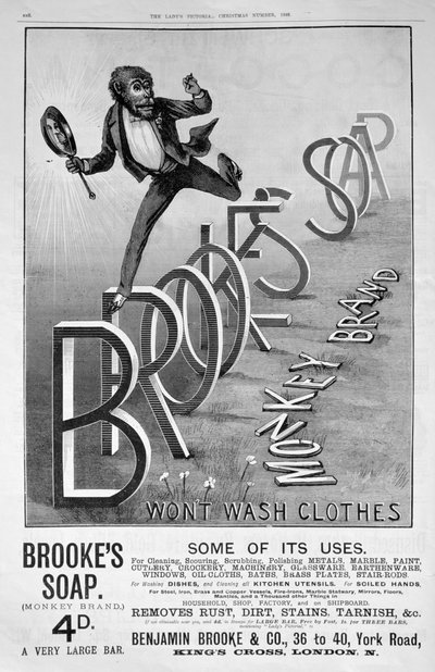Pubblicità per il sapone Brookes Monkey Brand da Unbekannt