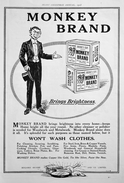 Pubblicità per il sapone Brookes Monkey Brand, 1918 da Unbekannt