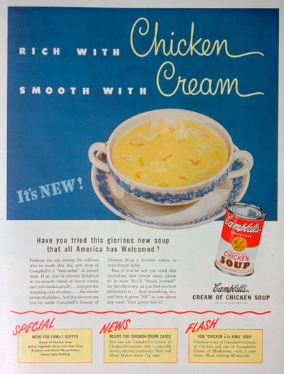 Pubblicità per la zuppa di pollo condensata Campbell, 1949 da Unbekannt