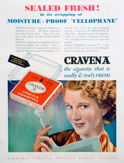 Pubblicità per sigarette Craven A, 1931 da Unbekannt