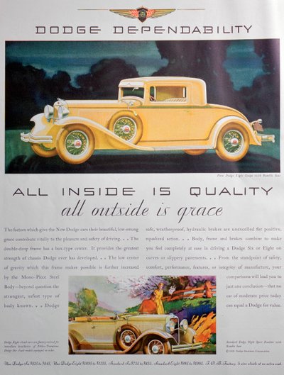 Pubblicità per auto Dodge, 1931 da Unbekannt