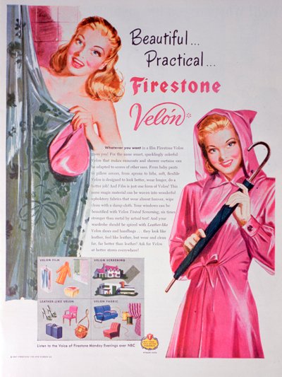 Pubblicità per Firestone Velon, 1947 da Unbekannt