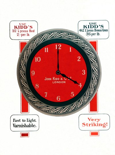 Pubblicità per John Kidds & Co. Ltd Inks, 1917 da Unbekannt
