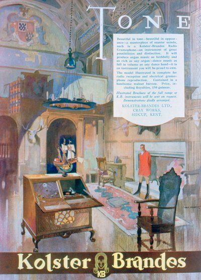 Pubblicità per radiofonografi Kolster Brandes, 1930 da Unbekannt