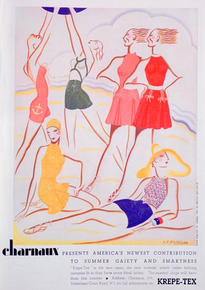 Pubblicità per costumi da bagno Krepe-Tex, 1935 da Unbekannt