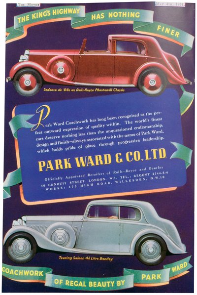 Pubblicità per la carrozzeria di auto Park Ward and Co da Unbekannt
