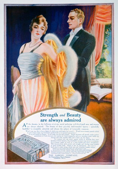 Pubblicità per il composto modellante per il corpo Sargol, 1921 da Unbekannt