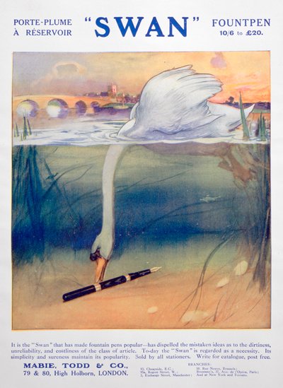 Pubblicità per penne stilografiche Swan, c1906 da Unbekannt