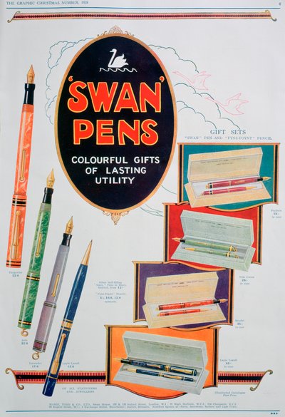 Pubblicità per penne Swan, 1928 da Unbekannt