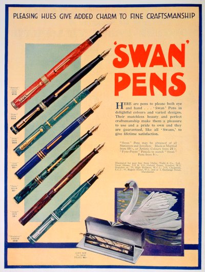 Pubblicità per penne Swan da Unbekannt