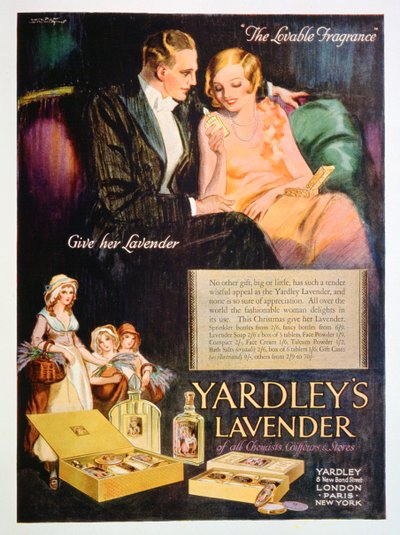 Pubblicità del profumo alla lavanda di Yardley, 1929 da Unbekannt