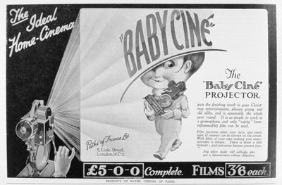 Pubblicità per il proiettore cinematografico Pathe Babycine, 1926 da Unbekannt