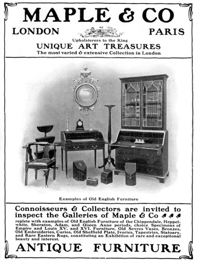 Pubblicità per Maple & Co di Londra, venditori di mobili antichi, 1901 da Unbekannt