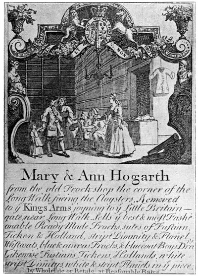 Pubblicità per il negozio di tessuti di Mary e Ann Hogarth, inizio-metà XVIII secolo, 1901 da Unbekannt