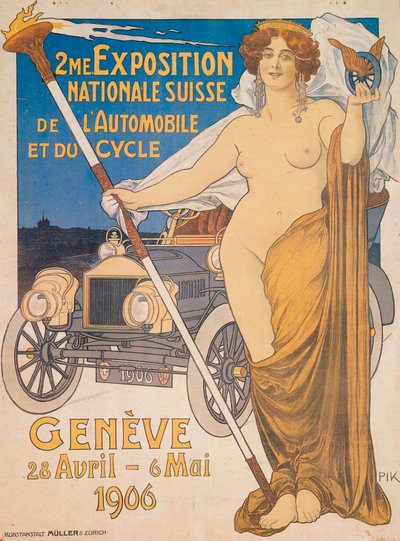 Pubblicità per la Seconda Esposizione Nazionale Svizzera di Automobili e Biciclette, Ginevra, 1906 da Unbekannt