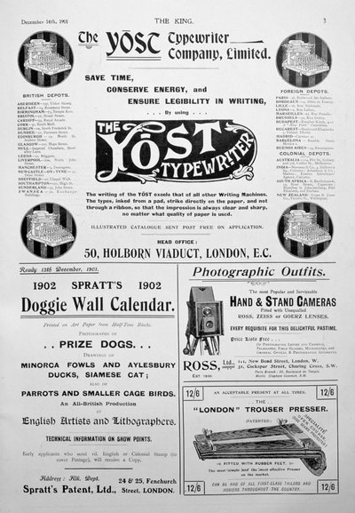 Pagina pubblicitaria dalla rivista King, 14 dicembre 1901 da Unbekannt