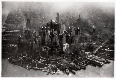Veduta aerea di Manhattan, New York City, USA, da un dirigibile, 1928-1933 da Unbekannt