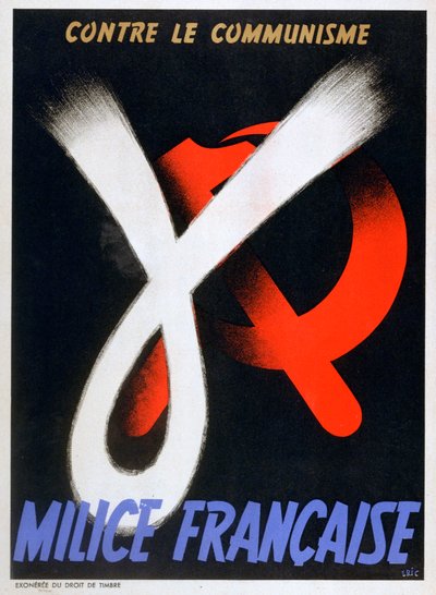 Contro il comunismo, manifesto per la Milizia francese, 1943-1944 da Unbekannt