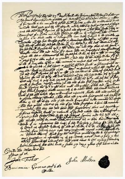 Accordo tra John Millton e Samuel Symons, 27 aprile 1667 da Unbekannt