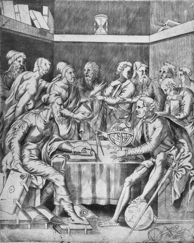 Agrippa che istruisce i suoi allievi in matematica, 1553, 1936 da Unbekannt