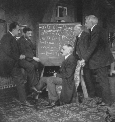 Albert Einstein e altri fisici a casa di Paul Ehrenfest, Leida, Paesi Bassi da Unbekannt