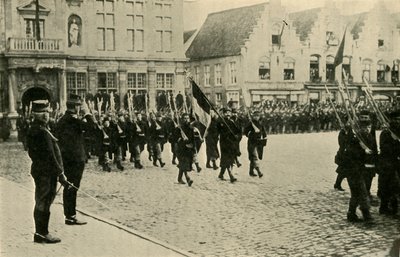 Alberto I del Belgio che rivede le truppe, Prima Guerra Mondiale, 1914 da Unbekannt