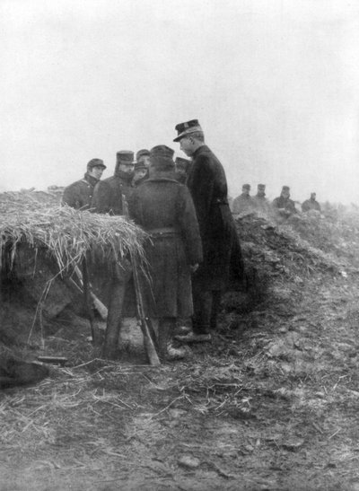 Alberto I, il terzo re dei Belgi, in visita alle trincee di Avecapelle, Belgio da Unbekannt
