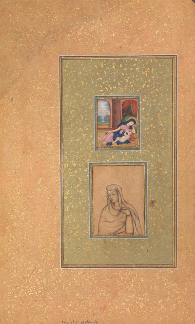 Pagina di album con due soggetti cristiani da Unbekannt