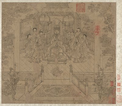 Album di Temi Taoisti e Buddhisti: Processione di Divinità Taoiste: Foglia 1 da Unbekannt
