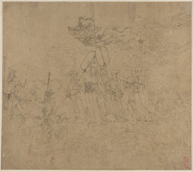 Album di temi taoisti e buddisti: Processione di divinità taoiste: Foglia 6, 1200 da Unbekannt